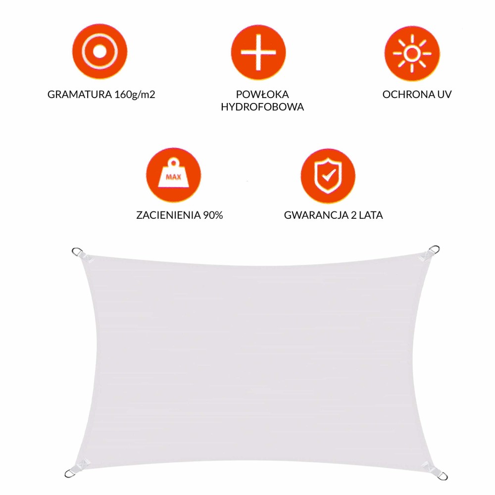 Тент-парус від сонця Springos 4 x 3 м Light Grey