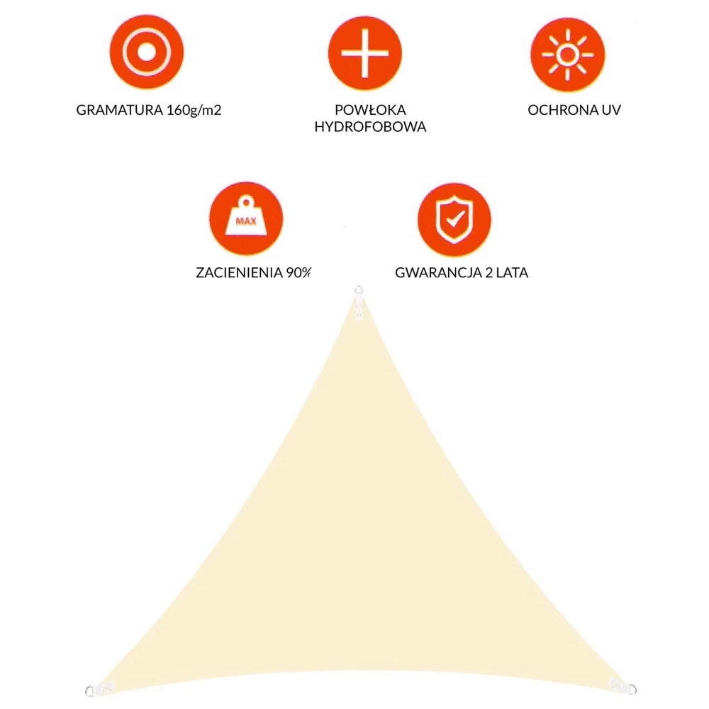 Тент-парус від сонця Springos 5 x 5 x 5 м Light Yellow