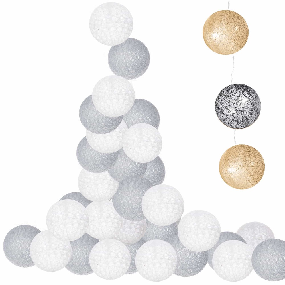 Гірлянда на батарейках Springos Cotton Balls 2 м 10 LED Warm White (White, Gray)