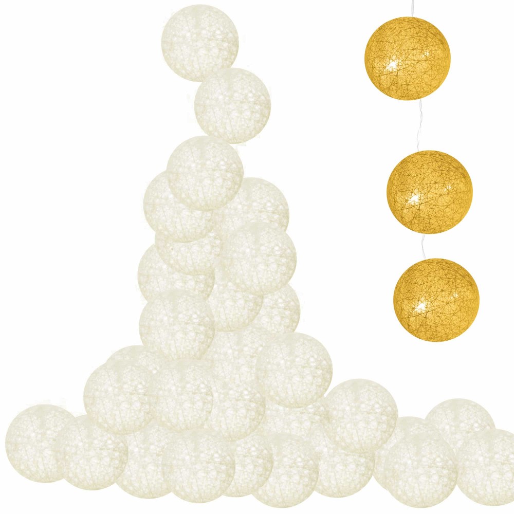 Гірлянда на батарейках Springos Cotton Balls 2 м 10 LED Warm White (Gold)