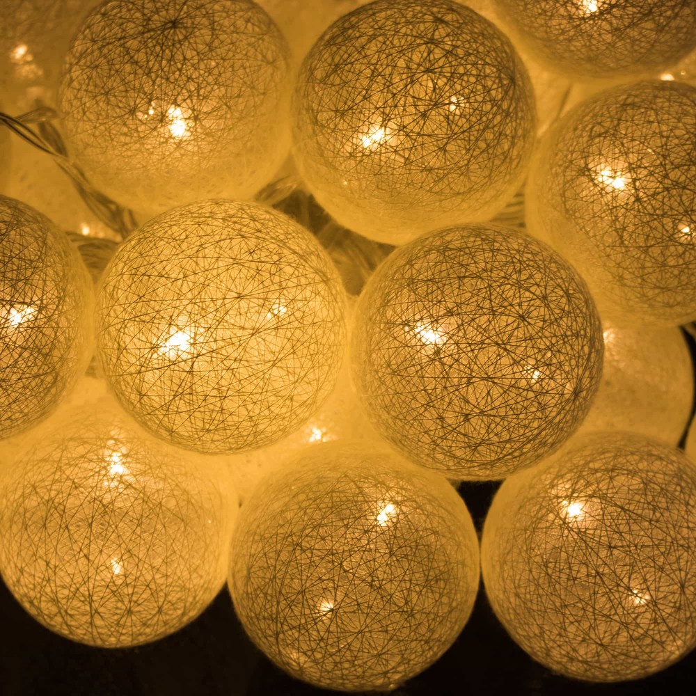 Гірлянда на батарейках Springos Cotton Balls 2 м 10 LED Warm White (Gold)