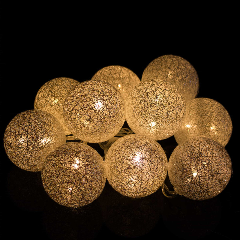 Гірлянда на батарейках Springos Cotton Balls 2 м 10 LED Warm White (Silver)