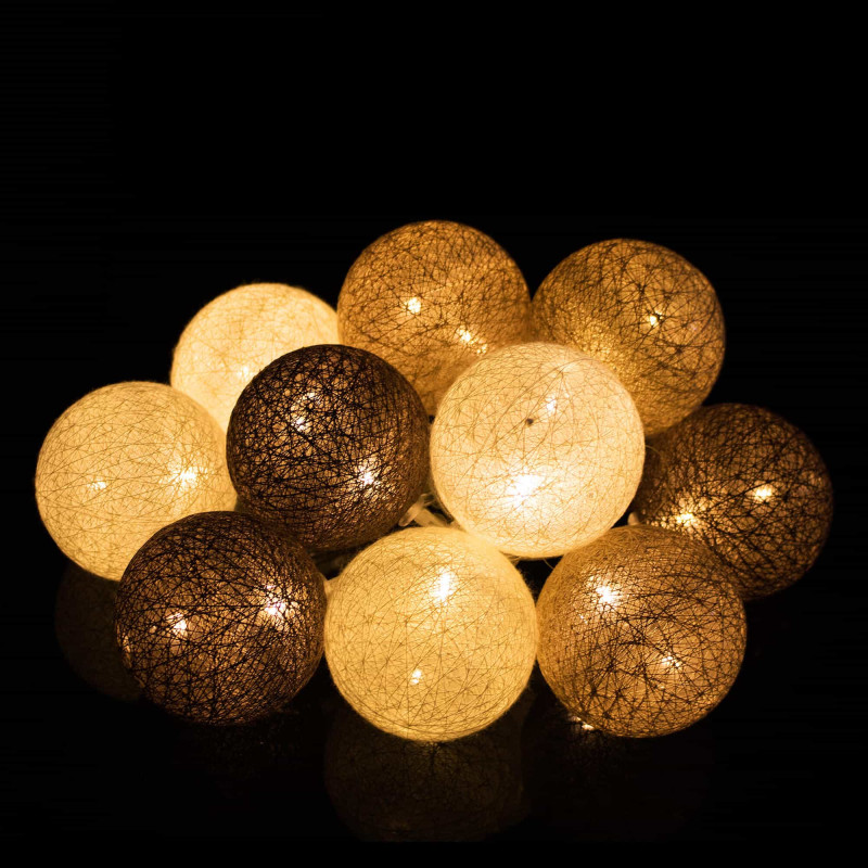 Гірлянда на батарейках Springos Cotton Balls 2 м 10 LED Warm White (Beige, Brown, Chocolate)