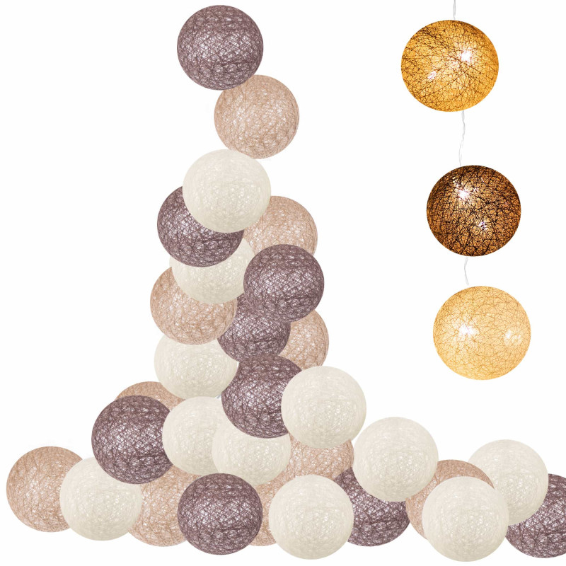 Гірлянда на батарейках Springos Cotton Balls 2 м 10 LED Warm White (Beige, Brown, Chocolate)