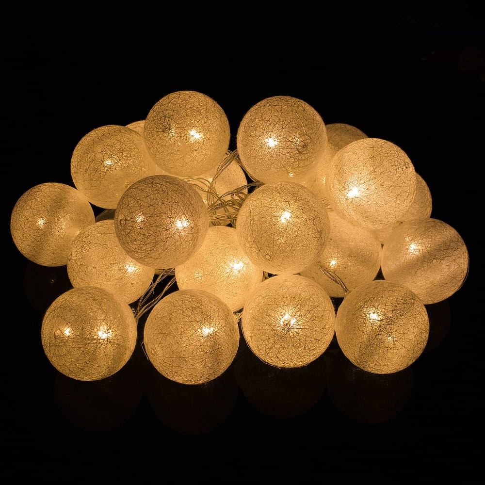 Гірлянда на батарейках Springos Cotton Balls 4 м 20 LED Warm White (White)
