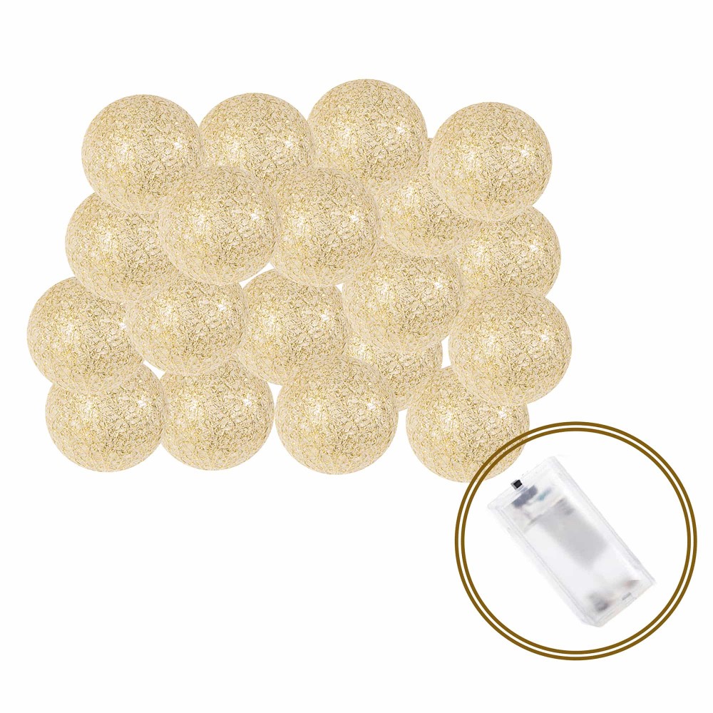 Гірлянда на батарейках Springos Cotton Balls 4 м 20 LED Warm White (Gold)