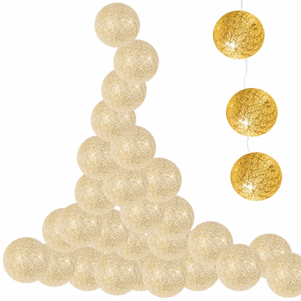 Гірлянда на батарейках Springos Cotton Balls 4 м 20 LED Warm White (Gold)