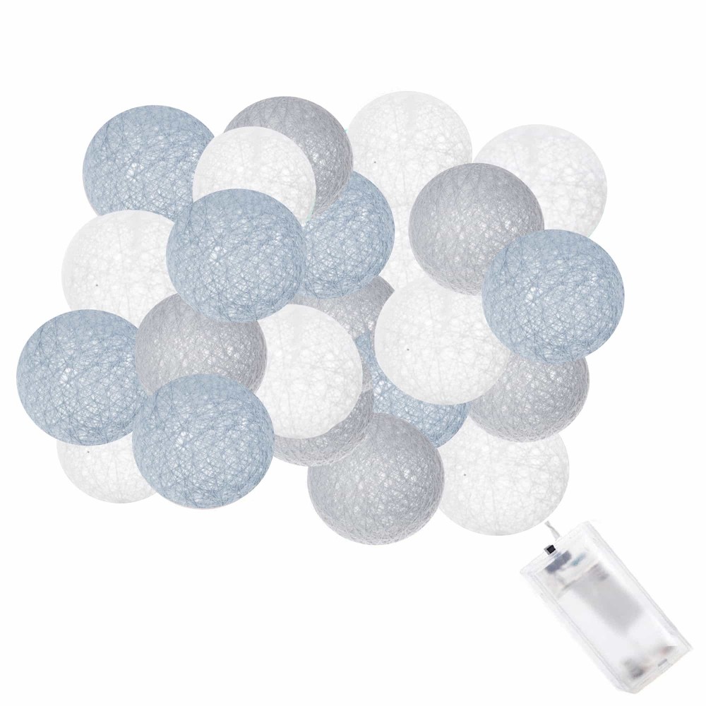 Гірлянда на батарейках Springos Cotton Balls 4 м 20 LED Warm White (White, Gray, Blue)
