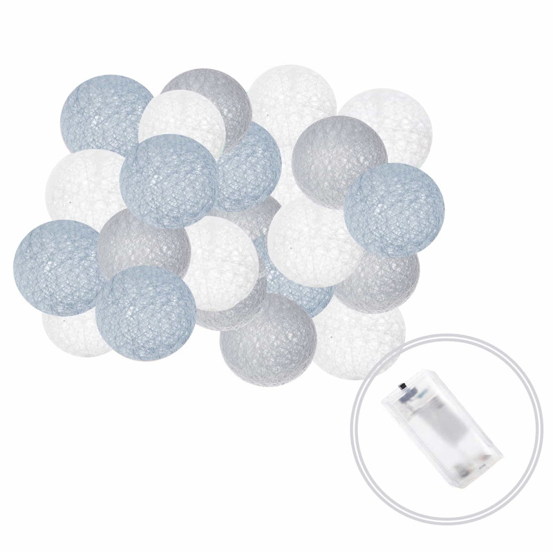 Гірлянда на батарейках Springos Cotton Balls 4 м 20 LED Warm White (White, Gray, Blue)
