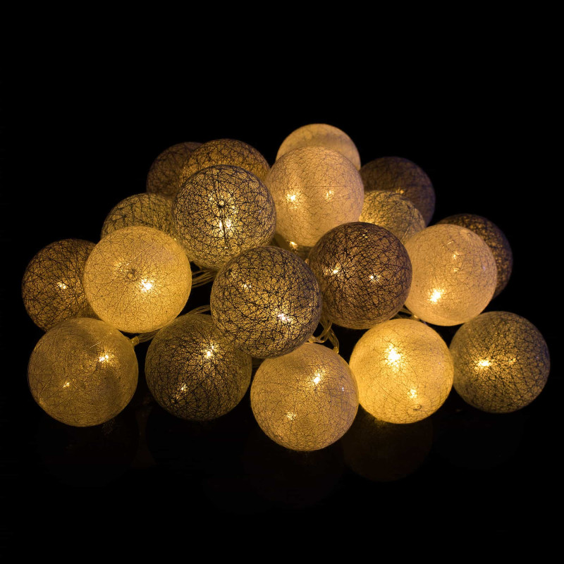 Гірлянда на батарейках Springos Cotton Balls 4 м 20 LED Warm White (White, Gray, Blue)