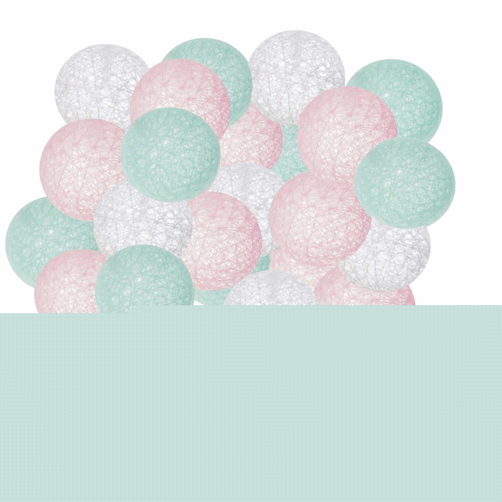 Гірлянда на батарейках Springos Cotton Balls 4 м 20 LED Warm White (White, Mint, Pink)