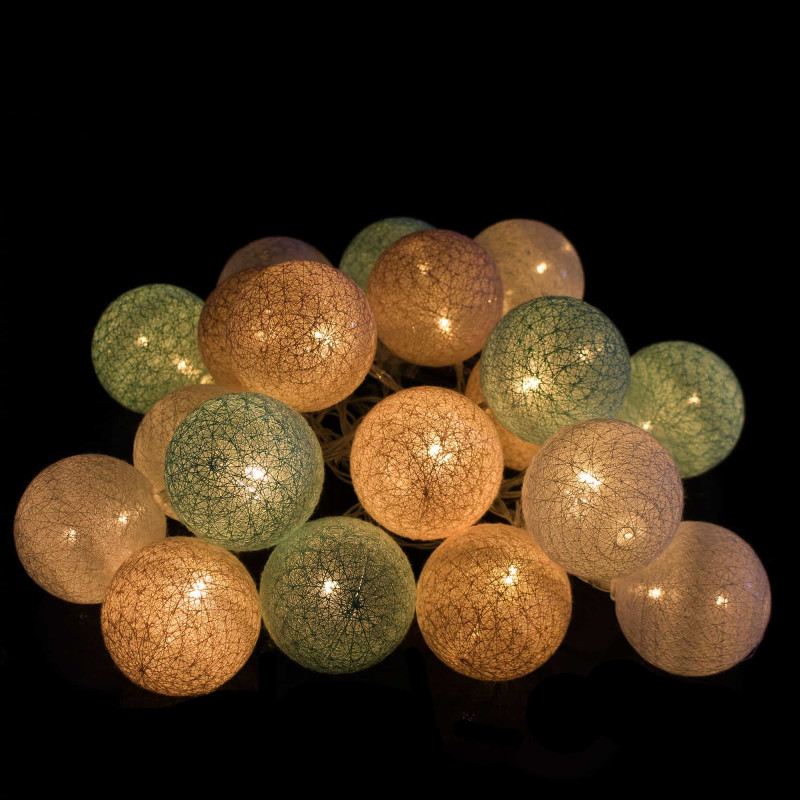 Гірлянда на батарейках Springos Cotton Balls 4 м 20 LED Warm White (White, Mint, Pink)