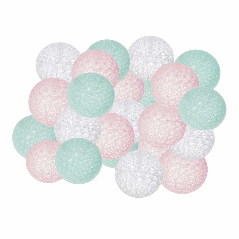 Гірлянда на батарейках Springos Cotton Balls 4 м 20 LED Warm White (White, Mint, Pink)