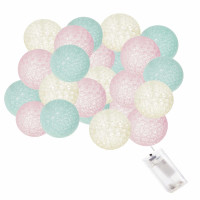 Гірлянда на батарейках Springos Cotton Balls 4 м 20 LED Warm White (Yellow, Mint, Pink)