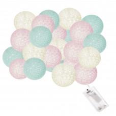 Гірлянда на батарейках Springos Cotton Balls 4 м 20 LED Warm White (Yellow, Mint, Pink)