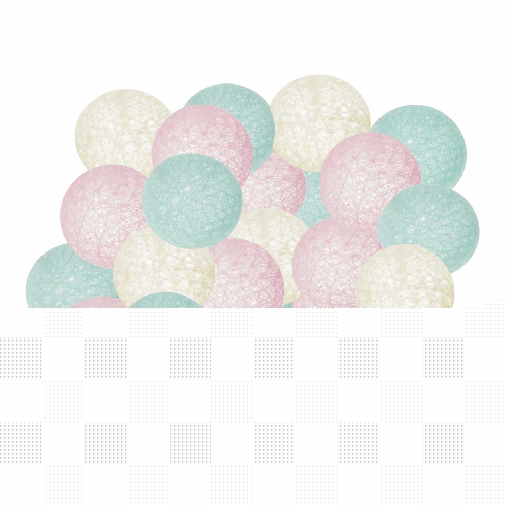 Гірлянда на батарейках Springos Cotton Balls 4 м 20 LED Warm White (Yellow, Mint, Pink)