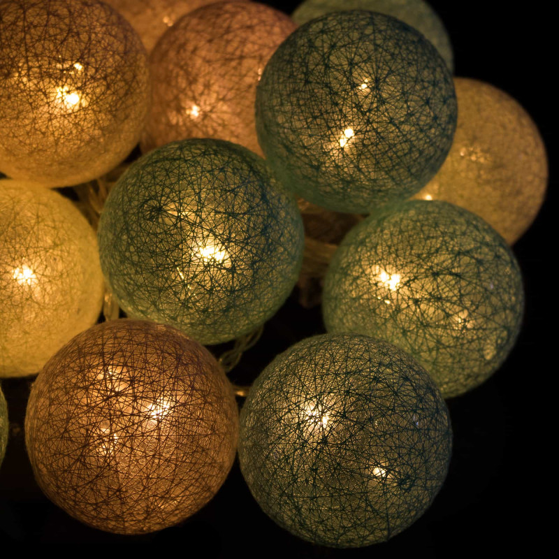 Гірлянда на батарейках Springos Cotton Balls 4 м 20 LED Warm White (Yellow, Mint, Pink)