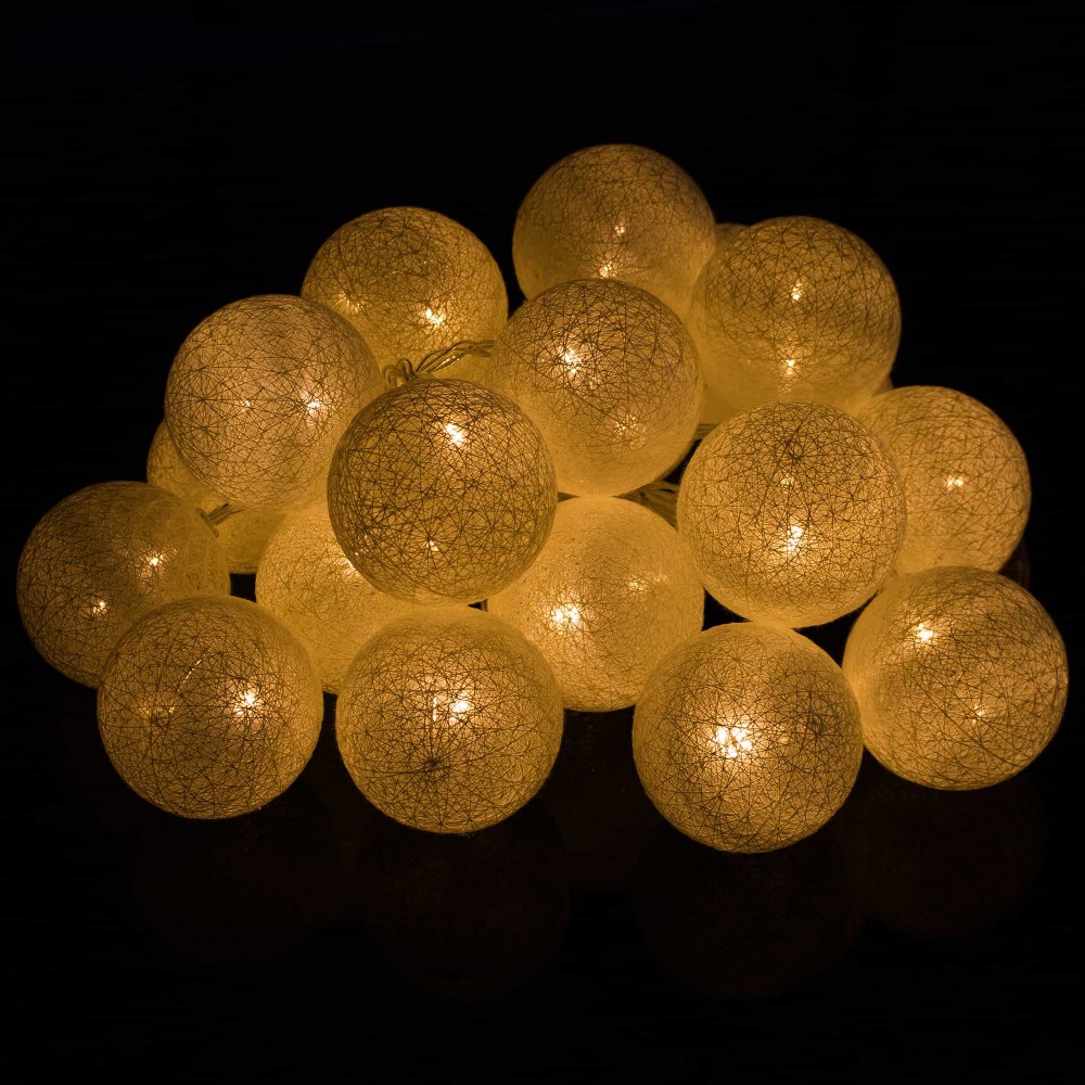 Гірлянда на батарейках Springos Cotton Balls 4 м 20 LED Warm White (Yellow)