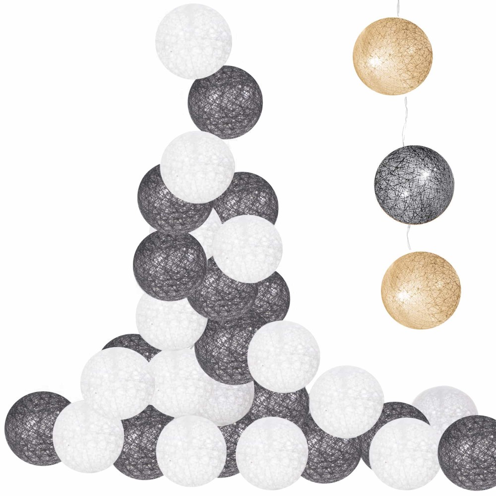 Гірлянда на батарейках Springos Cotton Balls 4 м 20 LED Warm White (White, Dark Gray)