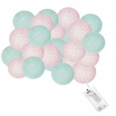Гірлянда на батарейках Springos Cotton Balls 4 м 20 LED Warm White (Mint, Pink)