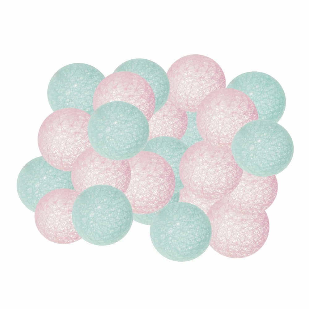 Гірлянда на батарейках Springos Cotton Balls 4 м 20 LED Warm White (Mint, Pink)