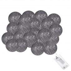 Гірлянда на батарейках Springos Cotton Balls 4 м 20 LED Warm White (Dark Gray)