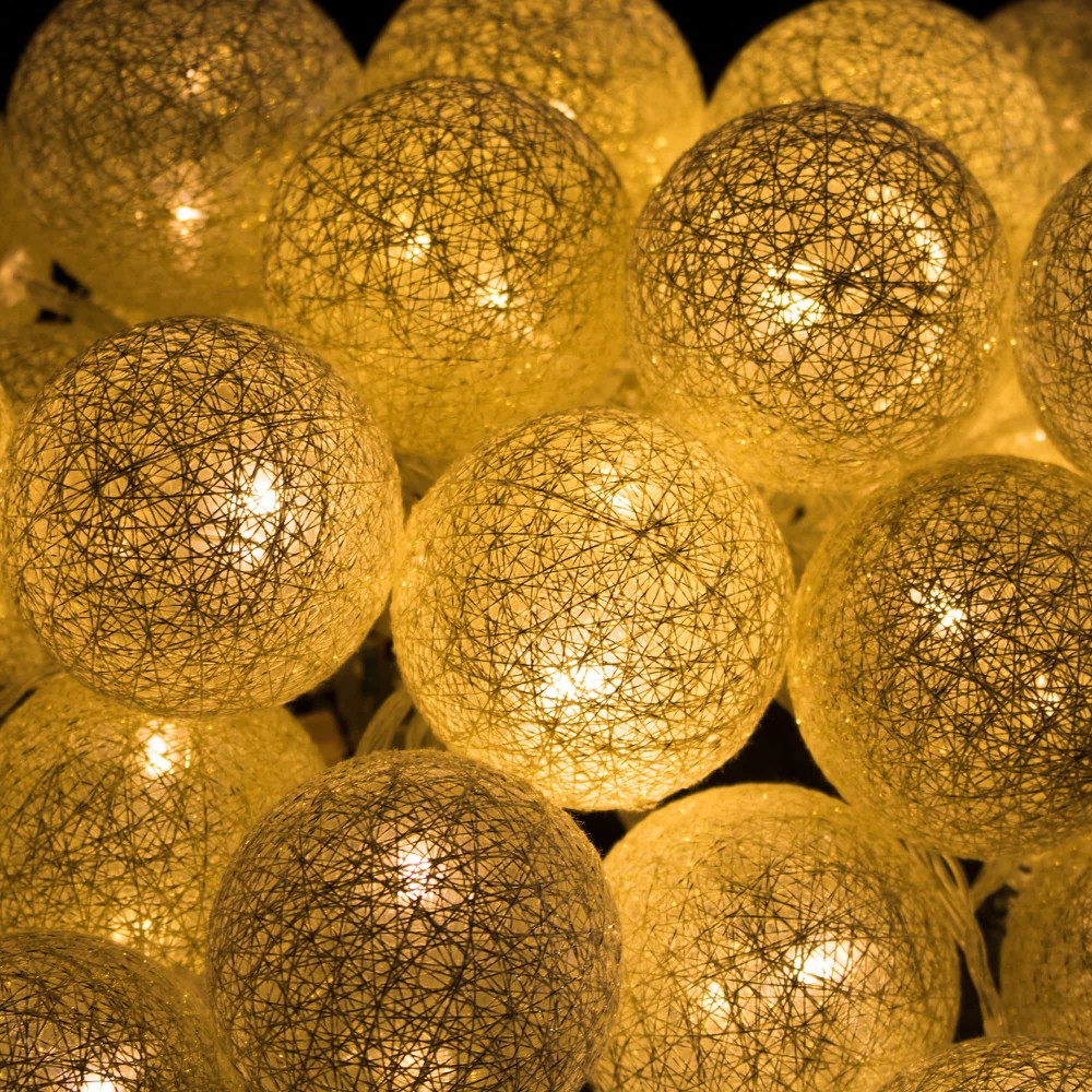 Гірлянда на батарейках Springos Cotton Balls 6 м 30 LED Warm White (Gold)