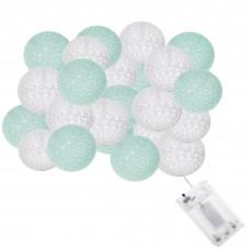 Гірлянда на батарейках Springos Cotton Balls 6 м 30 LED Warm White (White, Mint)