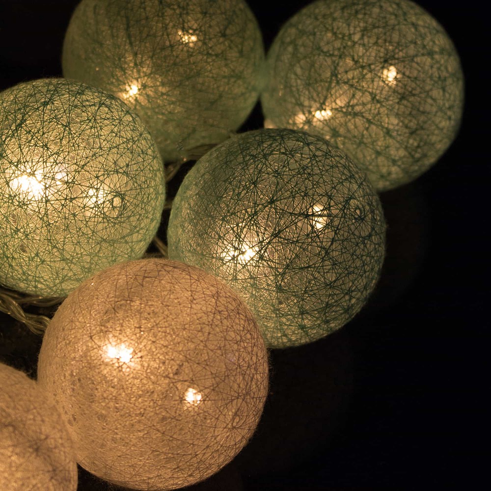 Гірлянда на батарейках Springos Cotton Balls 6 м 30 LED Warm White (White, Mint)