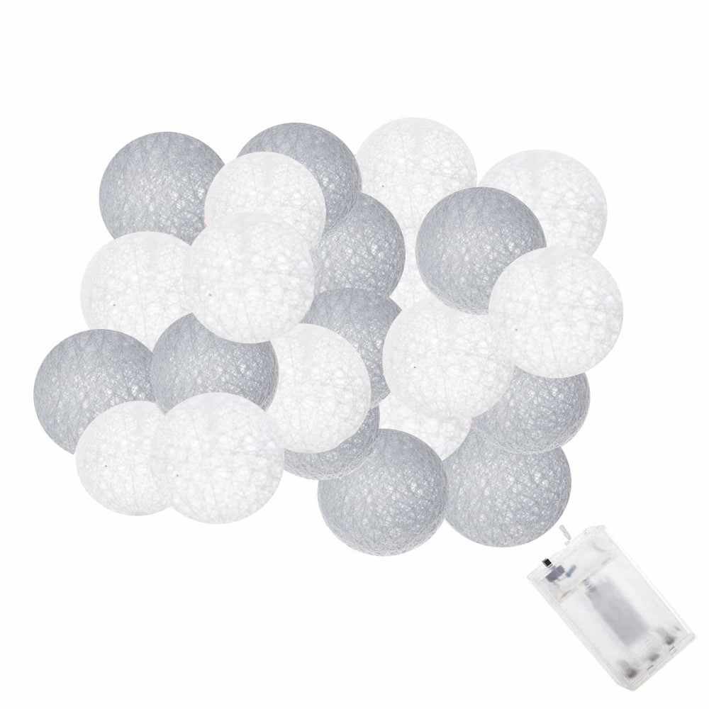Гірлянда на батарейках Springos Cotton Balls 6 м 30 LED Warm White (White, Gray)
