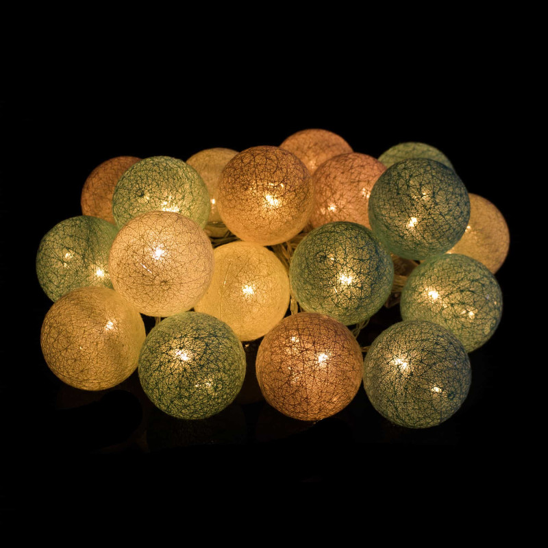 Гірлянда на батарейках Springos Cotton Balls 6 м 30 LED Warm White (Yellow, Mint, Pink)