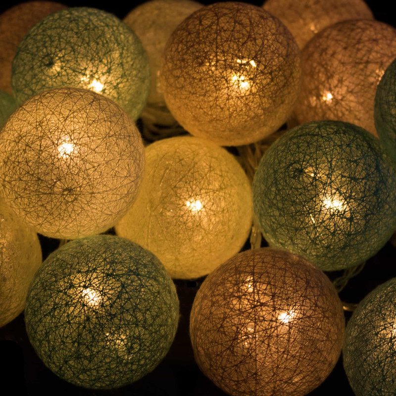 Гірлянда на батарейках Springos Cotton Balls 6 м 30 LED Warm White (Yellow, Mint, Pink)