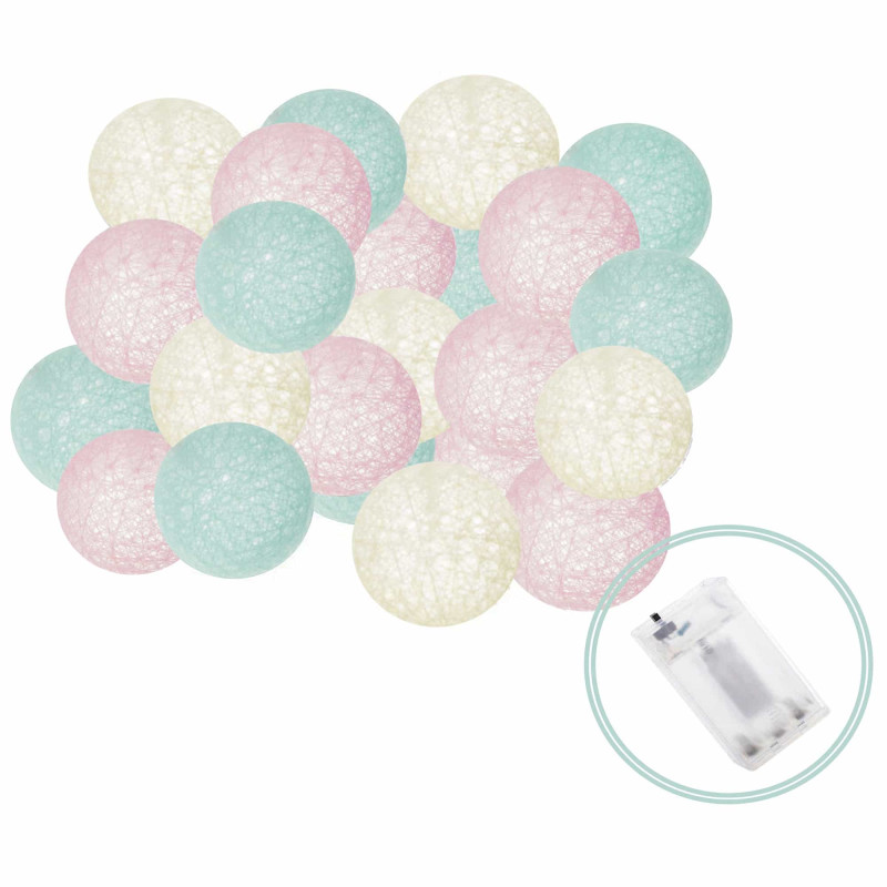 Гірлянда на батарейках Springos Cotton Balls 6 м 30 LED Warm White (Yellow, Mint, Pink)