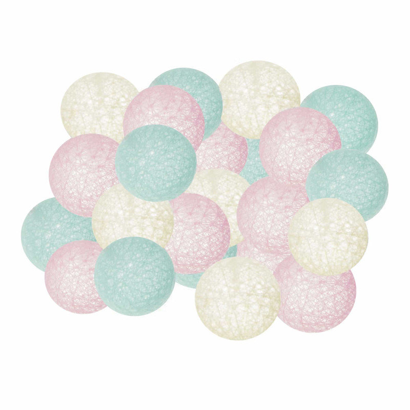 Гірлянда на батарейках Springos Cotton Balls 6 м 30 LED Warm White (Yellow, Mint, Pink)