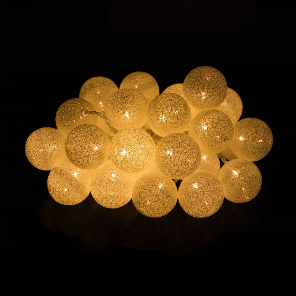Гірлянда на батарейках Springos Cotton Balls 6 м 30 LED Warm White (Yellow)