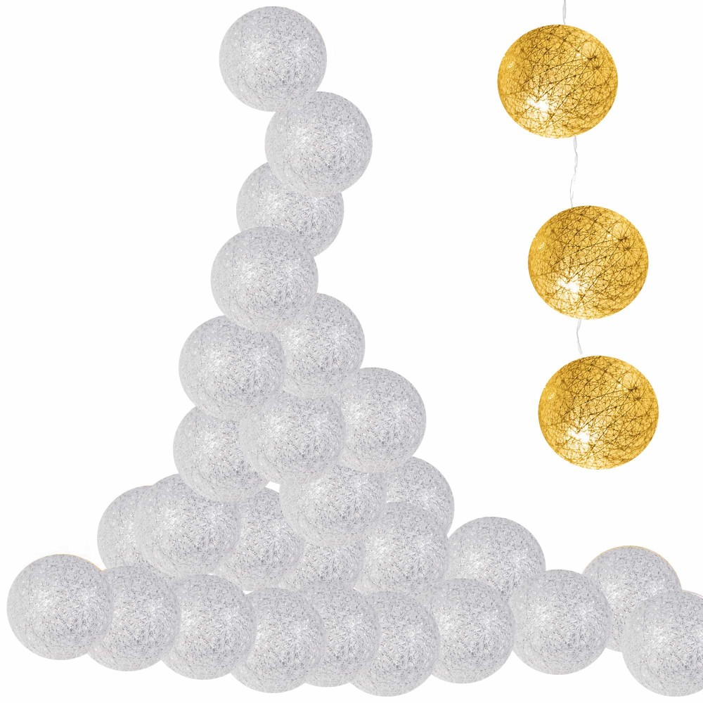 Гірлянда на батарейках Springos Cotton Balls 6 м 30 LED Warm White (Silver)