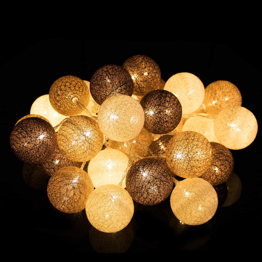 Гірлянда на батарейках Springos Cotton Balls 6 м 30 LED Warm White (Beige, Brown, Chocolate)