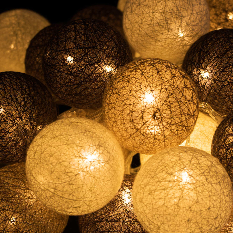 Гірлянда на батарейках Springos Cotton Balls 6 м 30 LED Warm White (Beige, Brown, Chocolate)