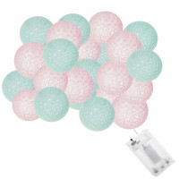 Гірлянда на батарейках Springos Cotton Balls 6 м 30 LED Warm White (Mint, Pink)