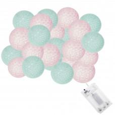 Гірлянда на батарейках Springos Cotton Balls 6 м 30 LED Warm White (Mint, Pink)