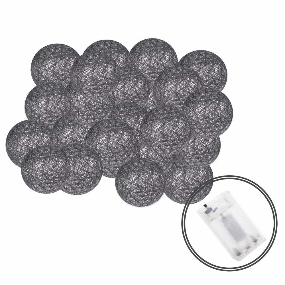 Гірлянда на батарейках Springos Cotton Balls 6 м 30 LED Warm White (Dark Gray)