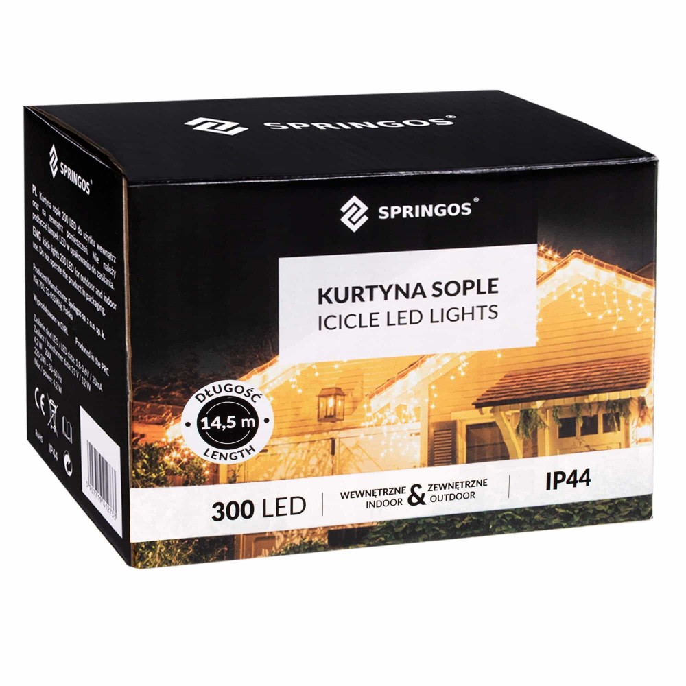 Гірлянда бахрома вулична Springos 12 м 300 LED Mix