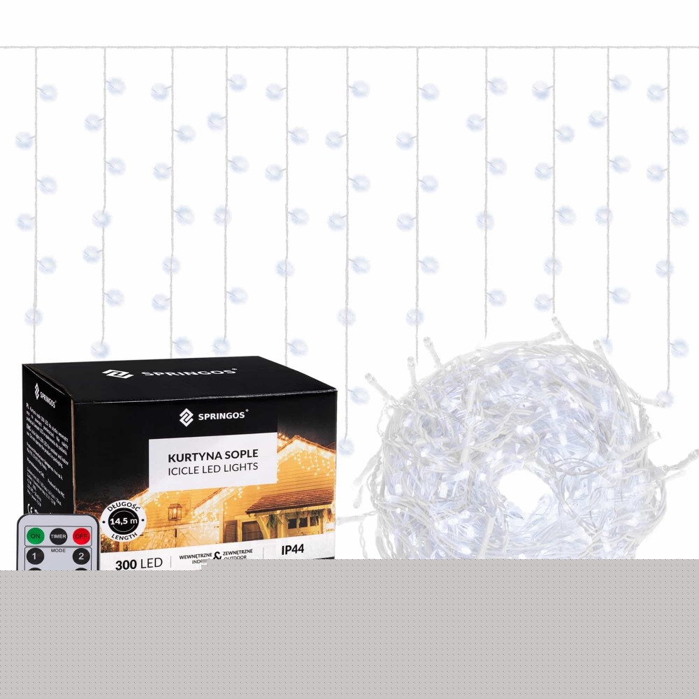 Гірлянда бахрома вулична Springos 12 м 300 LED Pilot Cold White