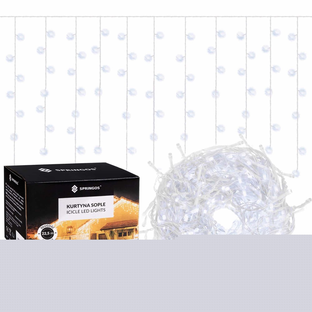 Гірлянда бахрома вулична Springos 20 м 500 LED Cold White