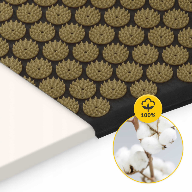 Килимок акупунктурний з валиком 4FIZJO Аплікатор Кузнєцова 128 x 48 см Black/Gold