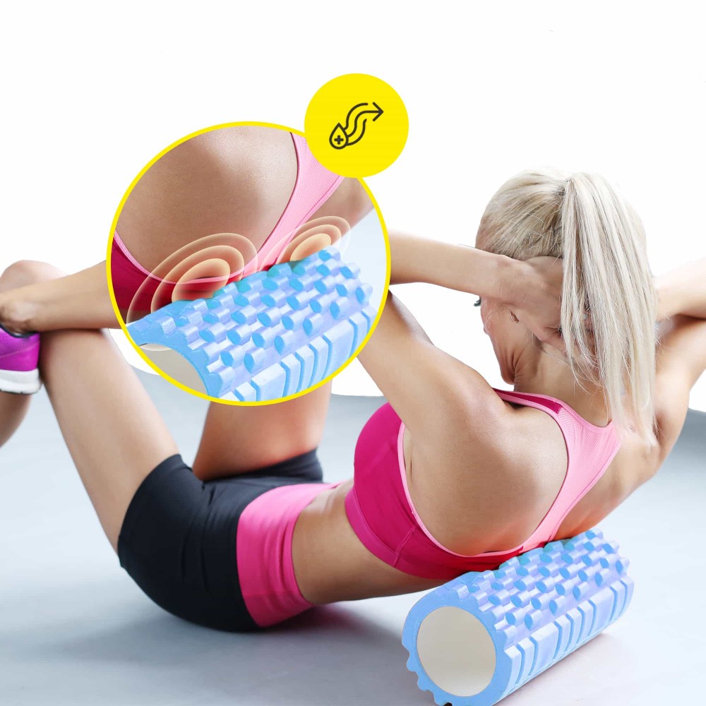 Массажный ролик Cornix EVA 33 x 14 см (валик, роллер) XR-0030 Sky Blue