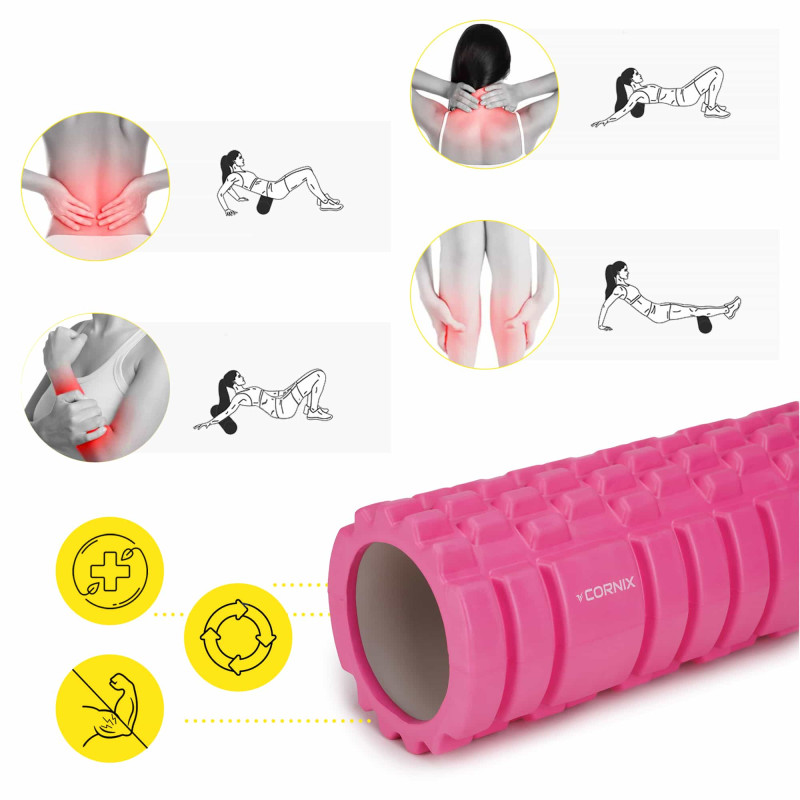 Массажный ролик Cornix EVA 33 x 14 см (валик, роллер) XR-0031 Pink