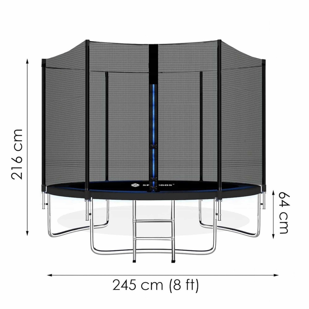 Батут с наружной сеткой Springos 8FT 245 см TP0001 Black