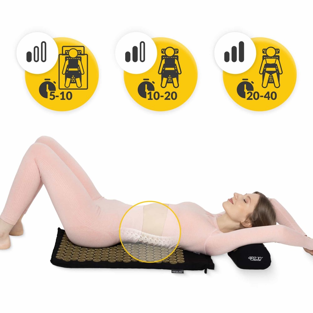 Коврик акупунктурный с валиком 4FIZJO Classic Mat Аппликатор Кузнецова Black/Gold (P-5907739314987)