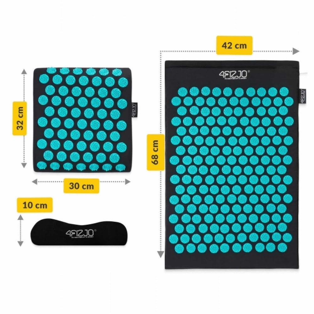 Килимок акупунктурний з подушкою 4FIZJO Ergo Mat Аплікатор Кузнєцова Black/Blue